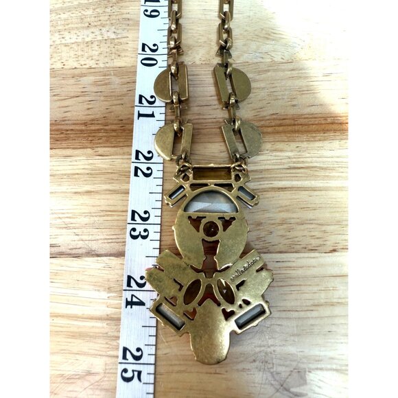 Stella & Dot Statement Necklace With Gold Chain & Orange Pink Gemstone Accents - Picture 5 of 11